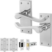 AFIT Chrome Scroll Handle Latch Hinges Set (64mm) 1 Pair in Silver | Size: 150mm x 150mm