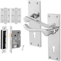 AFIT Chrome Scroll Handle Sashlock Escutcheon Hinges (64mm) 1 in Silver | Size: 150mm x 150mm