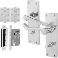 AFIT Chrome Scroll Bathroom Handle Lock Hinges Set (64mm) 1 Pair in Silver | Size: 150mm x 150mm