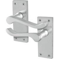 AFIT Satin Chrome Scroll Door Handles Latch Victorian Backplate 1 Pair in Silver | Size: 150mm x 150mm