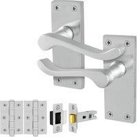 AFIT Satin Chrome Scroll Handle Latch Hinges (64mm) 1 Pair in Silver | Size: 150mm x 150mm