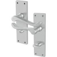 AFIT Satin Chrome Scroll Bathroom Door Handle Privacy 1 Pair in Silver | Size: 150mm x 150mm