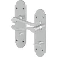 AFIT Satin Bathroom Door Handles, 1 Pair Satin Chrome Backplate Handles in Silver | Size: 150mm x 150mm