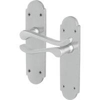 AFIT Satin Door Handles Latch, 1 Pair Satin Chrome Backplate Handles in Silver | Size: 150mm x 150mm