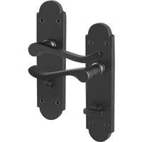 AFIT Black Bathroom Door Handles, 1 Pair Matt Black Backplate Handles | Size: 150mm x 150mm