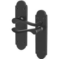 AFIT Black Door Handles Latch, 1 Pair Internal Matt Black Backplate Handles | Size: 150mm x 150mm