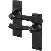 AFIT Black Antique Cast Iron Door Handles Backplate Latch 1 Pair | Size: 150mm x 150mm