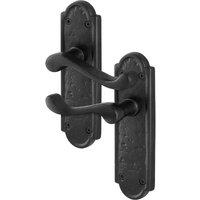AFIT Black Antique Cast Iron Door Handles Backplate Latch 1 Pair | Size: 150mm x 150mm