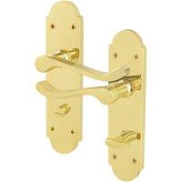 AFIT Brass Bathroom Door Handles, 1 Pair Polished Brass Backplate Handles in Gold | Size: 150mm x 150mm