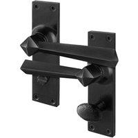 AFIT Black Antique Cast Iron Bathroom Door Handles Backplate 1 Pair | Size: 150mm x 150mm