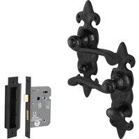AFIT Black Antique Cast Iron Bathroom Door Handles, WC Lock 64mm 1 Pair | Size: 150mm x 150mm