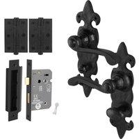AFIT Black Antique Cast Iron Bathroom Handles, Lock 80mm, Hinges 1 Pair | Size: 150mm x 150mm