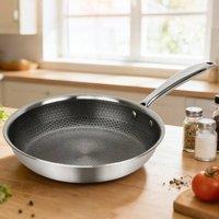 Ventryn Stainless Steel Induction Hex Frying Pan Non Stick 24CM in Silver
