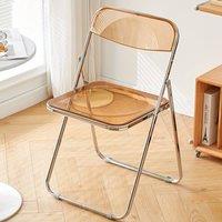 Ventryn Transparent Acrylic Folding Chair No Cushion Stool in White