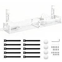 Nordara White No Drill Under Desk Metal Cable Management Tray