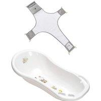 Keeeper Baby Bath with Plug 100cm & Baby Bath Safety Net in White