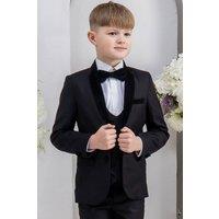 Vivaki Boy's 5 Piece Black Velvet Lapel Tuxedo Suit | Size: 4 Years