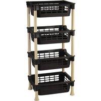 Bedsland 4 Tier Modular Vegetable Rack Storage Organizer Kitchen Stand in Black