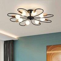 NIVOR 8 light Industrial Chandelier Mid Century Flush Mount Ceiling E27 in Black