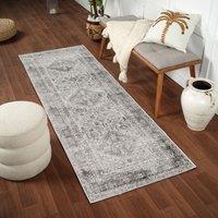 Livabliss Monte Carlo-Vintage Blue Grey White Traditional Boho Living Rug in Light Grey | Size: 80 cm x 220 cm
