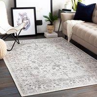 Livabliss Monte Carlo-Vintage Grey Charcoal White Traditional Boho Living Dining Bedroom Rug in Light Grey | Size: 160 cm x 220 cm