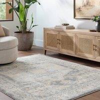 Livabliss Avellino Vintage Beige Grey Blue Traditional Boho High Pile Living Rug | Size: 160 cm x 215 cm