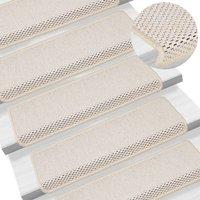 Berkfield Home Stair Mats Self-adhesive Sisal-Look 15 pcs 65x21x4 cm Cream | Size: Medium
