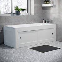 Nes Home White PVC 1700mm 2 Sliding Doors Bath Front Panel & 700mm End Panel