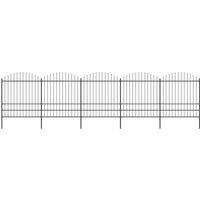 Berkfield Home Garden Fence with Spear Top Steel (1.75-2)x8.5 m Black