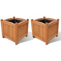 Berkfield Home Wooden Raised Bed 30 x 30 x 30 cm Set of 2 in Brown