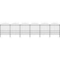 Berkfield Home Garden Fence with Spear Top Steel (1.75-2)x10.2 m Black