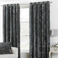 Paoletti Verona Crushed Velvet Eyelet Curtains in Metallic Silver | Size: 117 cm width x 183 cm drop