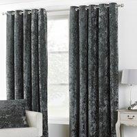 Paoletti Verona Crushed Velvet Eyelet Curtains in Metallic Silver | Size: 229 cm width x 229 cm drop