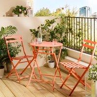 VonHaus 2 Person Folding Garden Bistro Table & Chairs Set in Coral | Size: 1 Pack
