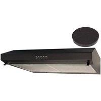 SIA 60cm Black Slim Visor Cooker Hood Kitchen Fan with Carbon Filter