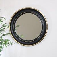 Melody Maison Round Black & Gold Wall Mirror 90cm X 90cm | Size: 90 cm X 90 cm