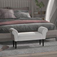 HOMCOM Bed End Bench Sofa Lounge Window Padded Seat Hallway with Wooden Leg in Light Grey