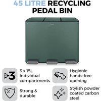 Tower 45L Recycling Pedal Bin in Bottle Green