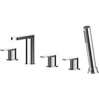 Balterley Current Deck Mounted Round 5 TH Shower Mixer Tap, Shower Kit - Chrome in Silver