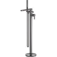 Balterley Freestanding Round Bath Shower Mixer Tap - Brushed Pewter in Silver