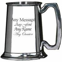 Uniqueful Personalised 10oz Half Pint Plain Pewter Tankard Birthday Gift in Silver