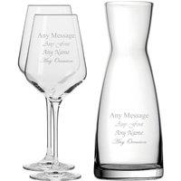 Uniqueful Personalised Set of 2 Infinity Wine Glasses Contemporary Carafe Set in Clear