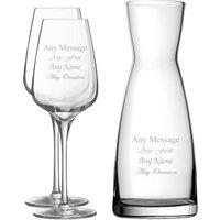 Uniqueful Personalised Set of 2 Sublym Wine Glasses Contemporary Carafe Set in Clear
