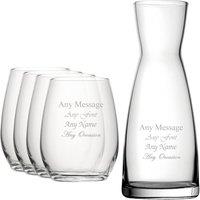 Uniqueful Personalised Set of 4 Stemless Wine Glasses Contemporary Carafe in Clear