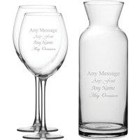 Uniqueful Personalised Set of 2 Enoteca Wine Glasses & Village Carafe Set in Clear