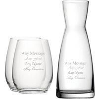 Uniqueful Personalised Set of 2 Stemless Wine Glasses Contemporary Carafe in Clear