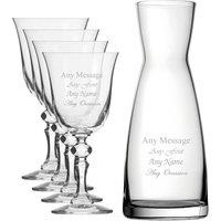 Uniqueful Personalised Crystal Jasmine Wine Glass & Carafe Set for Friend in Clear