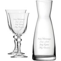 Uniqueful Personalised Crystal Jasmine Wine Glass & Carafe Set for Friend in Clear