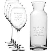 Uniqueful Personalised Set of 4 Enoteca Wine Glasses & Village Carafe Set in Clear