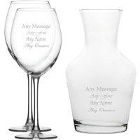 Uniqueful Personalised Set of 2 Enoteca Wine Glass & 1 Litre Vin Carafe in Clear